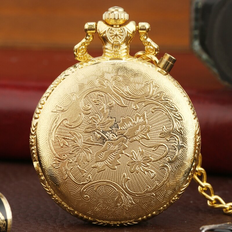 Cadena de reloj de bolsillo de cuarzo para motocicleta, reloj luminoso de Color dorado de lujo con pantalla LED, tallado, para MOTO