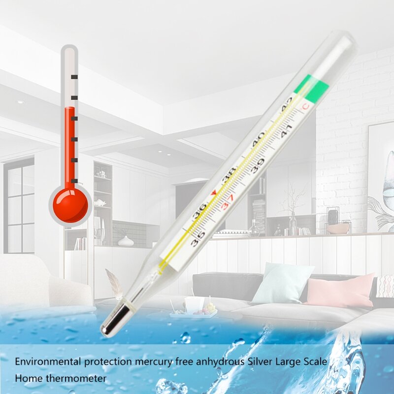 Achselhöhle Quecksilber Freies Thermometer Haushalt Thermometer Temperatur Gelb Einfache Lesen Glas Großen Bildschirm