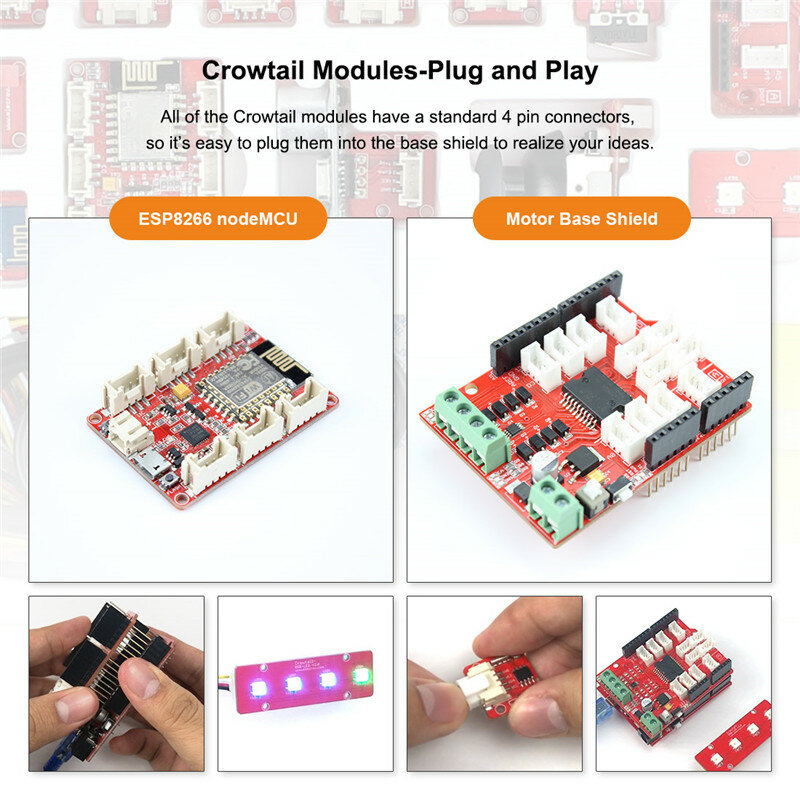 Elecrow DIY Programable Education Learning Kit Crowtail Deluxe Kit for Arduino with 20 Module Sensors for Educational Learners