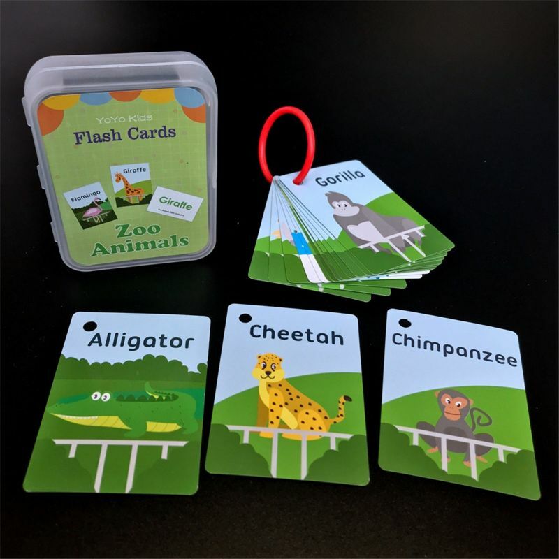Kartu Kata Belajar Bahasa Inggris Bayi Kartu Flash Saku Mainan Pendidikan Montessori Y4UD