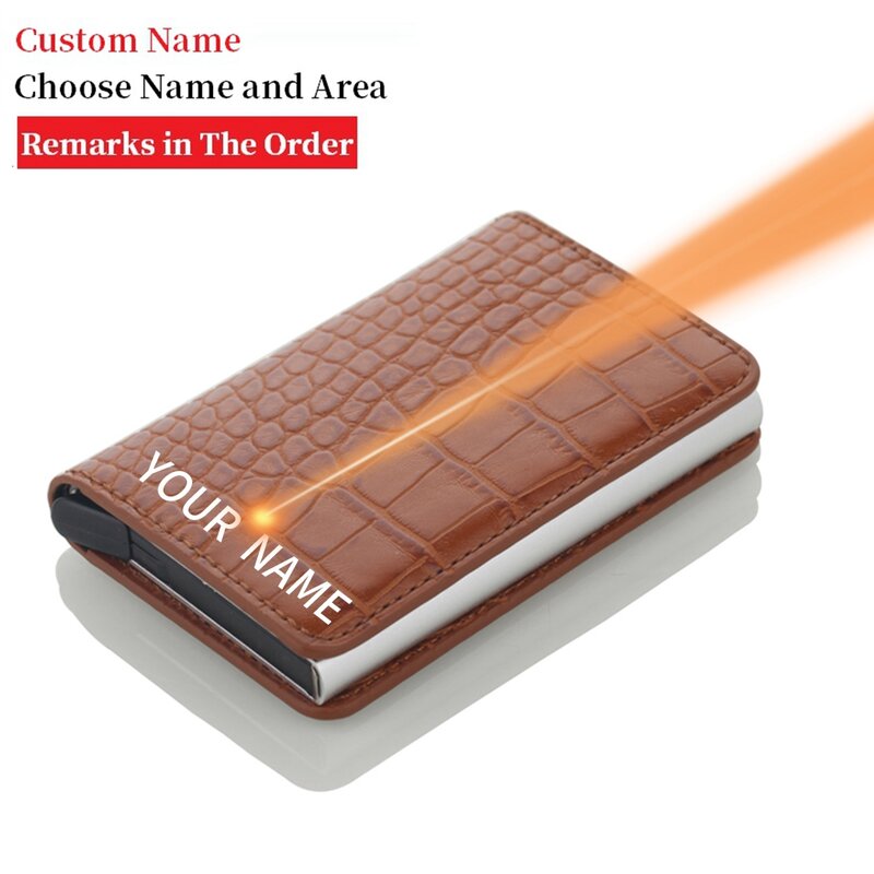 Custom Engraving Wallet Credit Bank Card Holder Rfid Anti-thief ID Card&Holders Leather Smart Wallet Men Gift Personalized Purse