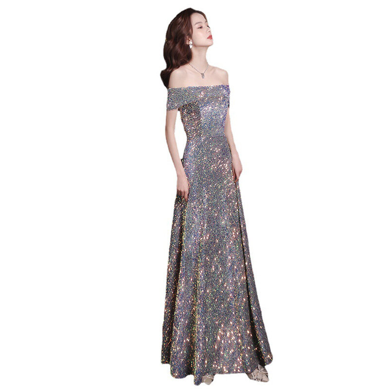 Женское вечернее платье в британском стиле, без бретелек, с блестками и аппликациями, элегантные официальные платья длиной до пола с блестками