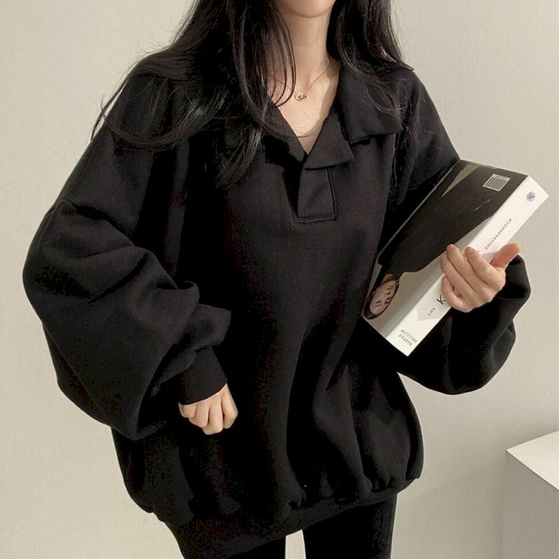 POLO americano-Camisola de manga lanterna com gola feminina, pulôver de inverno, mais veludo, comprimento médio, moda casual, roupas femininas, 2023