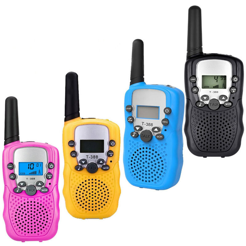 2 pces t388 walkie talkie crianças 2 pces rádio walkie-talkie crianças presente de aniversário brinquedos para meninos meninas 100-3000m gama