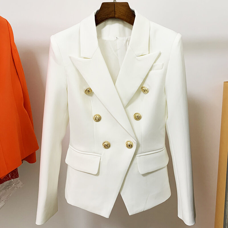 Top-Qualität neue Mode 2024 Designer Jacke Damen klassische zweireihige Metall Löwe Knöpfe Blazer äußere Größe S-5XL