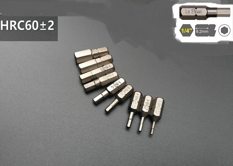 Novo H1.5-8MM métrica hex chave de fenda bits l25mm magnético s2 aço 1/4 "hex shank allen segurança bit diy ferramentas manuais