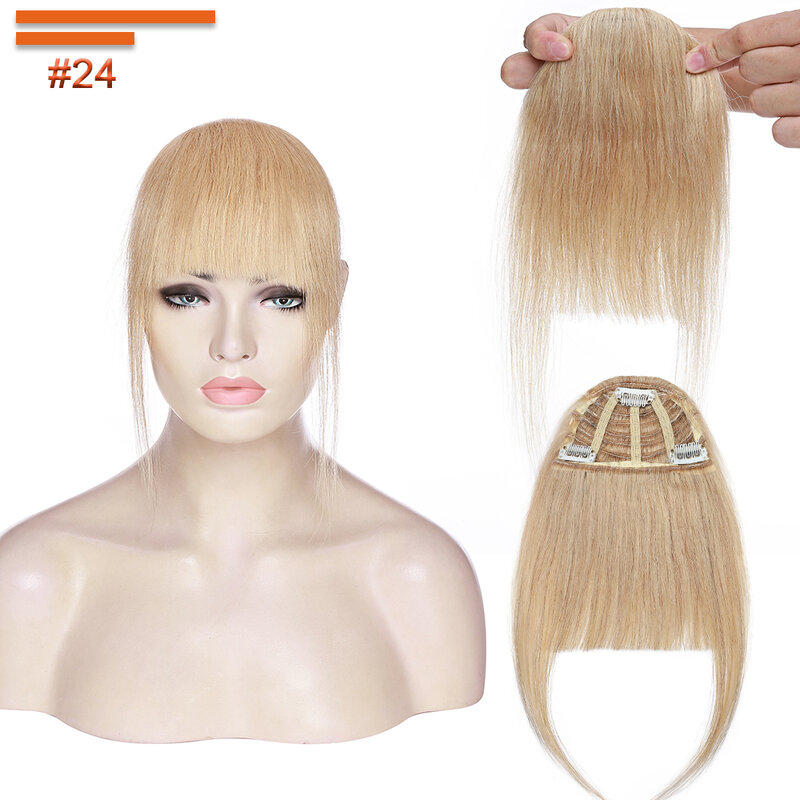 SEGO 25g klip w grzywce 100% ludzki przypinana grzywka Fringe gruby tępy krój ze skroniami włosy naturalne dla kobiet 3 klipsy Hairpiece