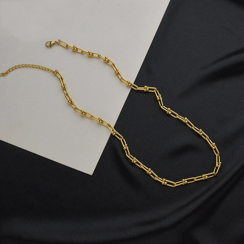ANENJERY collana a catena a forma di U Color argento per donna collana geometrica grossa gioielli per feste nuovo