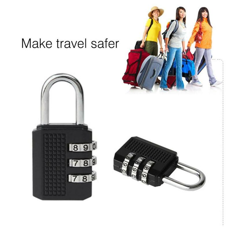 Mini cadeado antifurto para bagagem, cadeado seguro multifuncional para mala de viagem e com código de liga de zinco