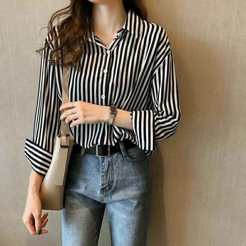 2019 Spring and Autumn Women Blouse Newest Strapless Striped Female Shirt Long Sleeve Ladies Casual Blouse Tops