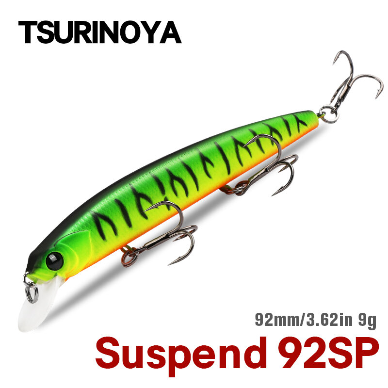 TSURINOYA – leurre méné rigide avec 3 hameçons pour le lancer longue distance, Wobbler, appât artificiel idéal pour la pêche au brochet, crankbait, DW78, 92SP, 92mm, 9g