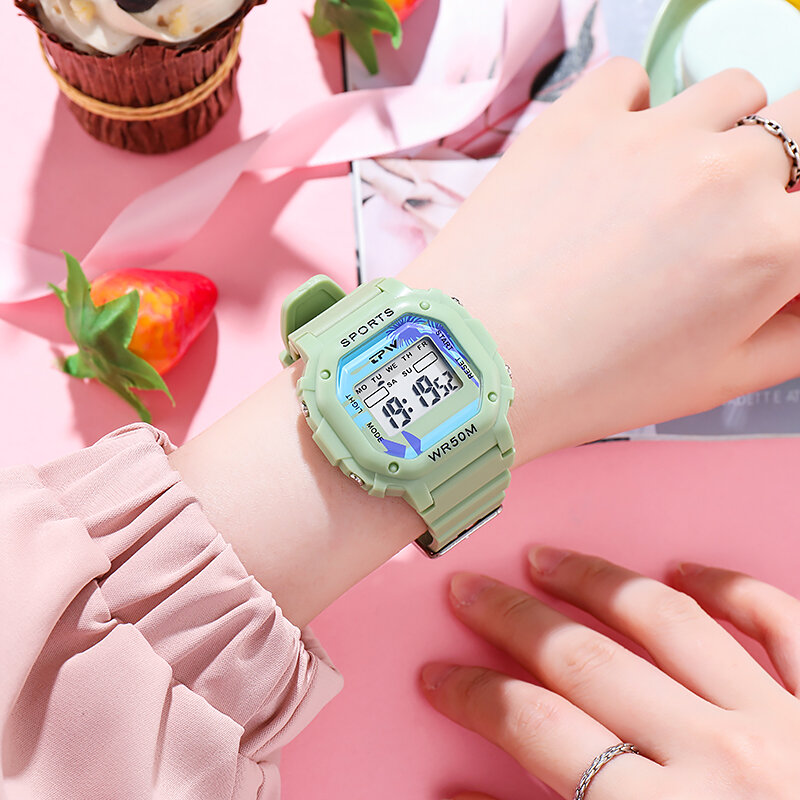 Классические женские цифровые часы 50 м водонепроницаемые 42 мм граффити циферблат Повседневное платье
