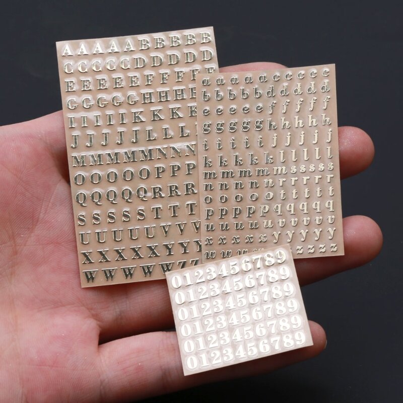 5 sztuk 3mm litery alfabetu numery Chunky Glitter żywica epoksydowa dekoracyjne naklejki T4MD