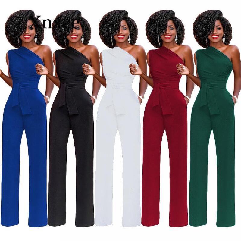 office africa Women Off Shoulder Casual Jumpsuits Wide Leg Pants Summer Elegant Rompers Womens Jumpsuit Party Overalls Femal