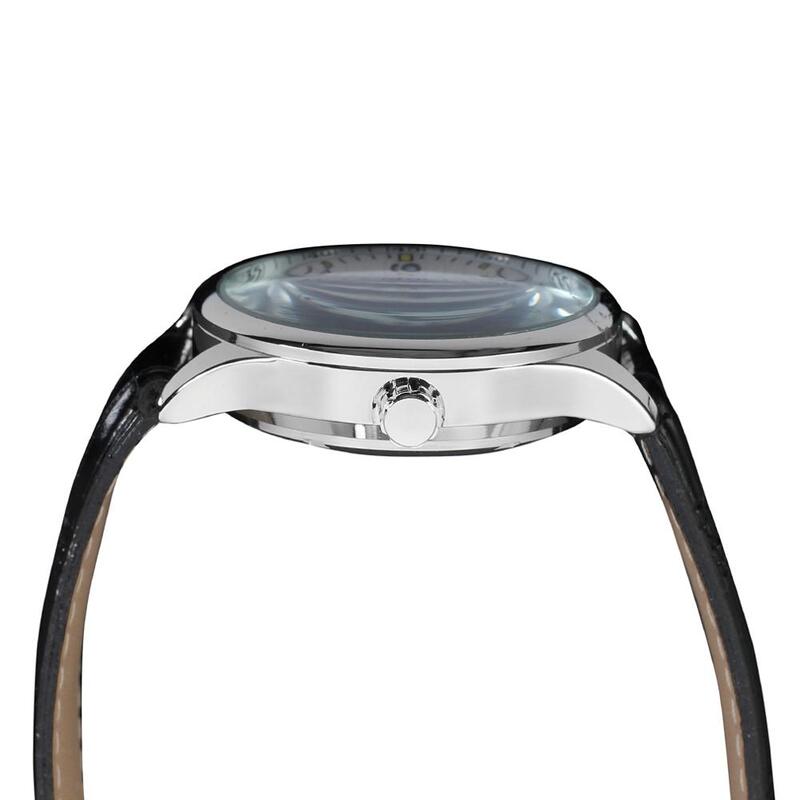 WINNER-reloj mecánico con correa negra para hombre, cronógrafo con esfera de desplazamiento digital a la moda, de lujo, de marca baja