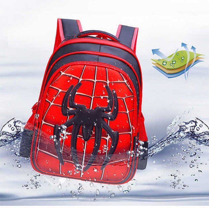 อัตโนมัติใหม่ Man Spider กัปตันเด็กกระเป๋านักเรียนเด็กอนุบาลเด็กนักเรียนกระเป๋าเป้สะพายหลังแฟ...