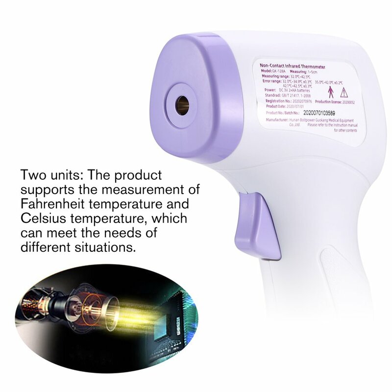 Termómetro multifunción con pantalla retroiluminada de tres colores, termómetro digital para la frente, alarma infrarroja, termómetro para el cuerpo humano