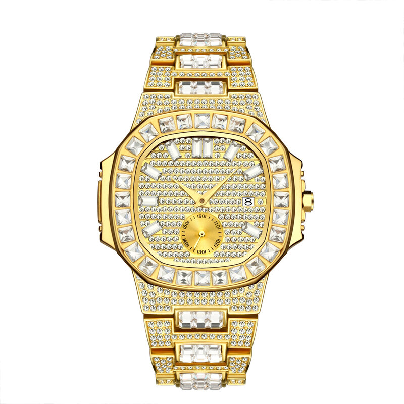 Iced Out orologi uomo Hip Hop Mens orologio al quarzo uomo Bling Luxury Diamond Watch orologio maschile impermeabile completo in acciaio inossidabile Relogio