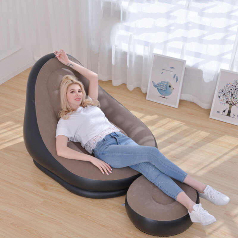 Inflatable Sofa Bed Sheet Luar Ruangan Portabel Inflatable Sofa Rumah Tangga Sofa Malas Rumah Tangga Pompa Listrik + Bantal