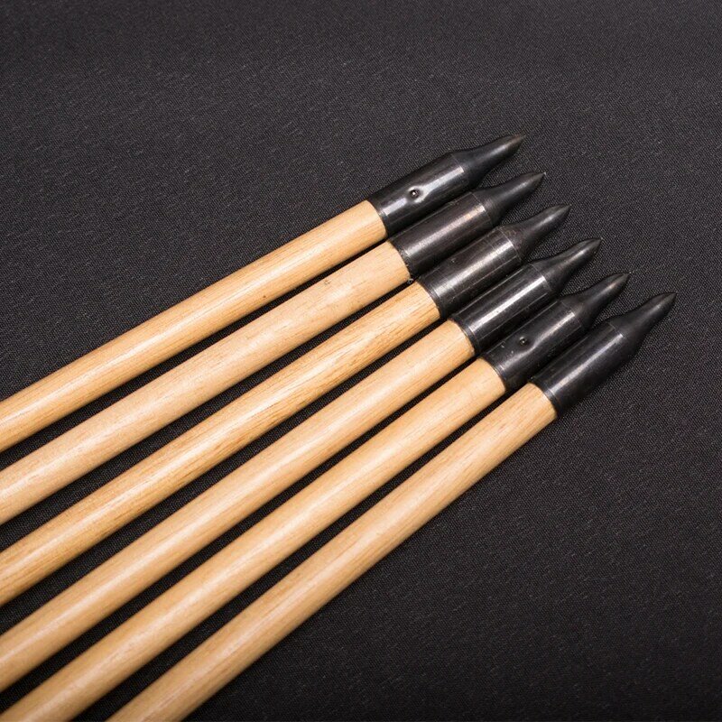 Flecha de madera hecha a mano con puntas de acero para tiro con arco, compuesto para caza, pernos de 80cm, 6/12/24 piezas