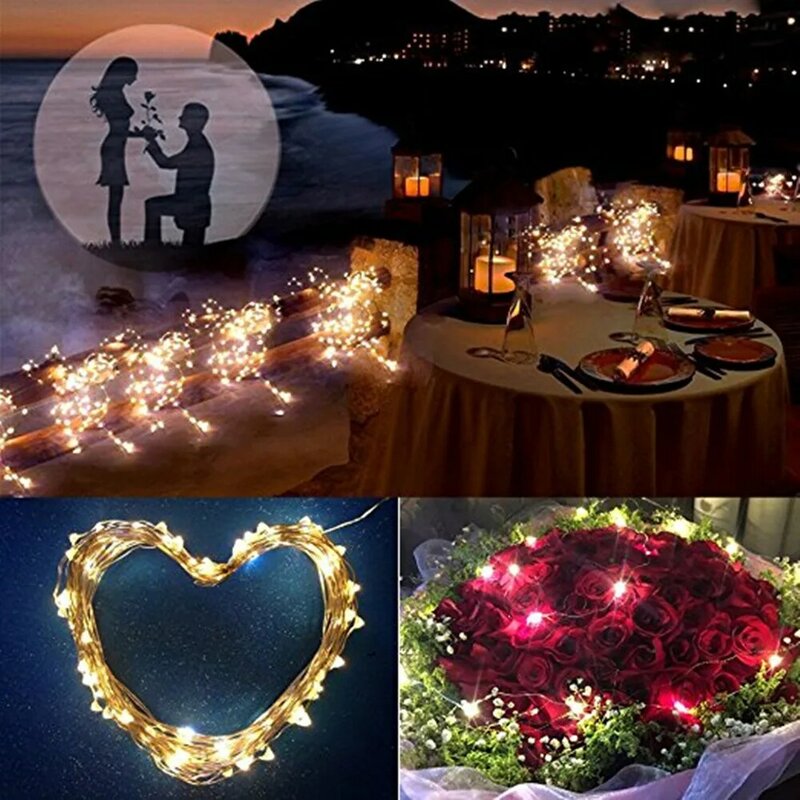DC 12V Adapter + 33FT 10M 100 Leds Christmas Holiday Wedding Patio Decor LED Copper Wire String Fairy Lights Lamps Waterproof