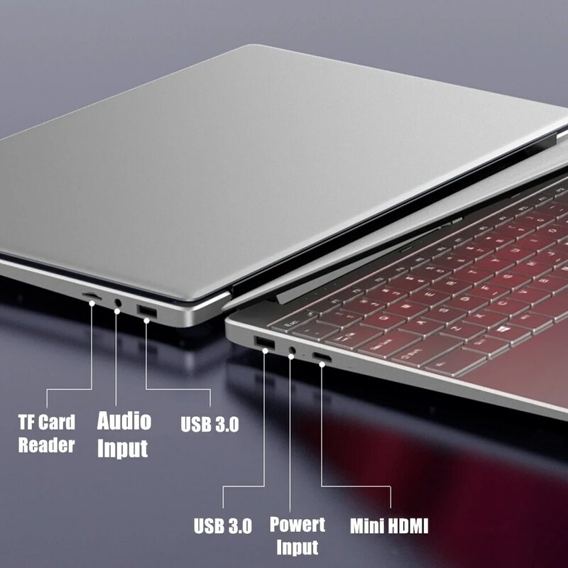 KUU 15.6 인치 인텔 i5-5257U 3.10GHz 게임용 노트북 256GB SSD IPS 스크린 키보드 백라이트 지문 잠금 해제 게임 노트북