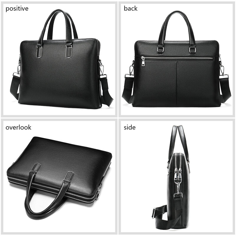 MVA Men's Business Briefcase Genuine Leather Laptop Bag For 13.3" Double Layers Male Handbag Travel Casual Shoulder Bag    17613