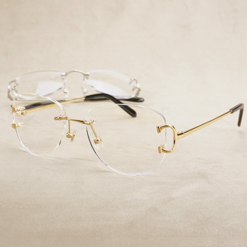 무테 안경 프레임 타원형 처방 안경 카터 Eyeglasse 럭셔리 클리어 안경 투명 안경 프레임 컴퓨터