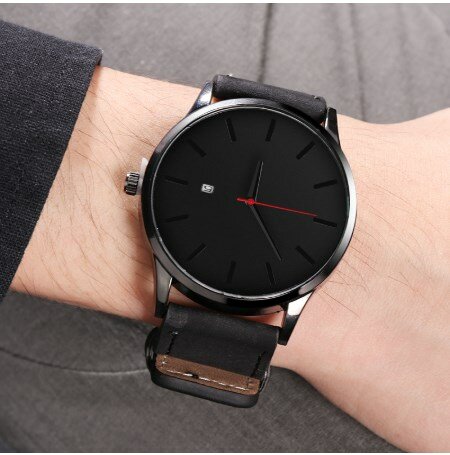 relogio masculino Men's Watch Complete Calendar Wristwatch Brown Leather Quartz Sport Watch Men Clock Gents Watches reloj hombre