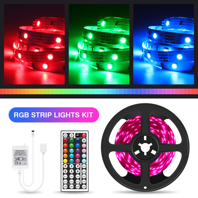 5M/10M/15M/20M RGB LED Strip Cahaya 5050 Pita LED Pita dengan IR 44Key Controller untuk Rumah Natal Lampu