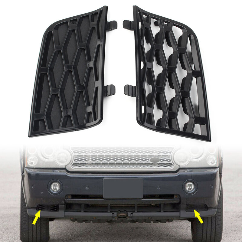 2x กระจังหน้าช่องอากาศเข้าด้านล่างกันชนหน้าสำหรับ Range Rover 4.2L 2006 2007 2008 2009สีดำ ABS ชิ้นส่วนตกแต่งรถยนต์