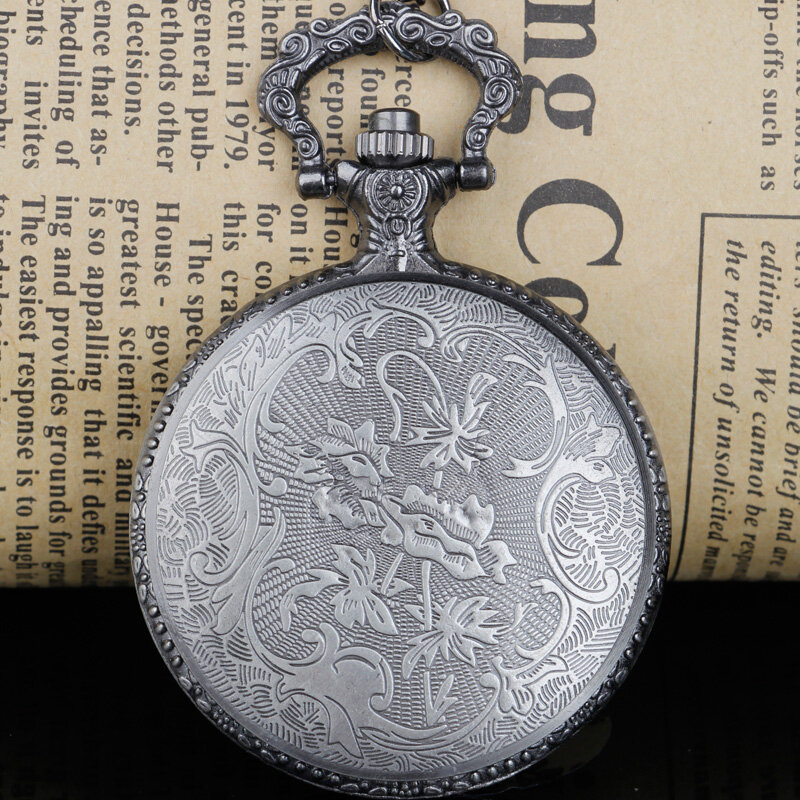 Reloj de bolsillo con movimiento de cuarzo para hombre y mujer, colgante de collar, Steampunk, Lobo, Fob, regalo
