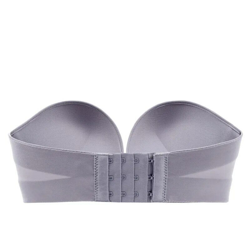 1/2 cup push up bra frente e atrás fivela roupa interior sexy v profundo sem alças stealth sutiã sem fio engrossar lingerie