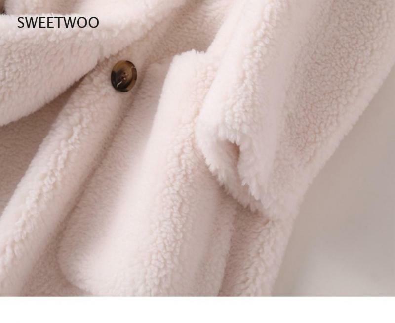 Abrigo de piel auténtica para mujer, abrigo de lana Natural de alta calidad, grueso, cálido, elegante, suelto, largo, talla grande, 2022