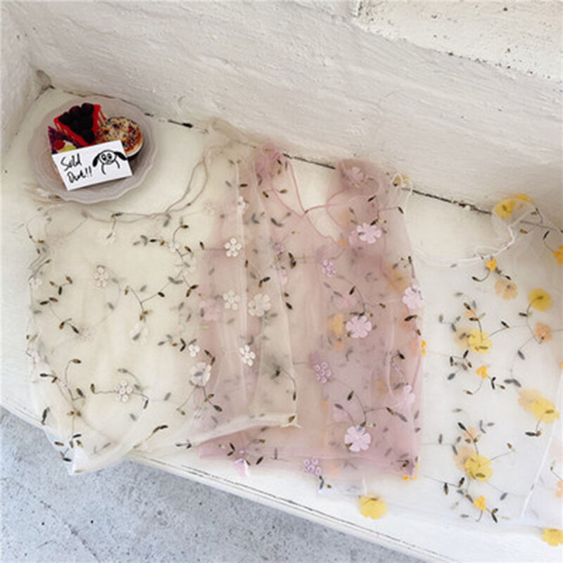 Female Flower Embroidery Hand Bag Organza Casual Tote Mesh Shopping Bags Woman Handbags сумка женская 2024 New Summer Beach Bag