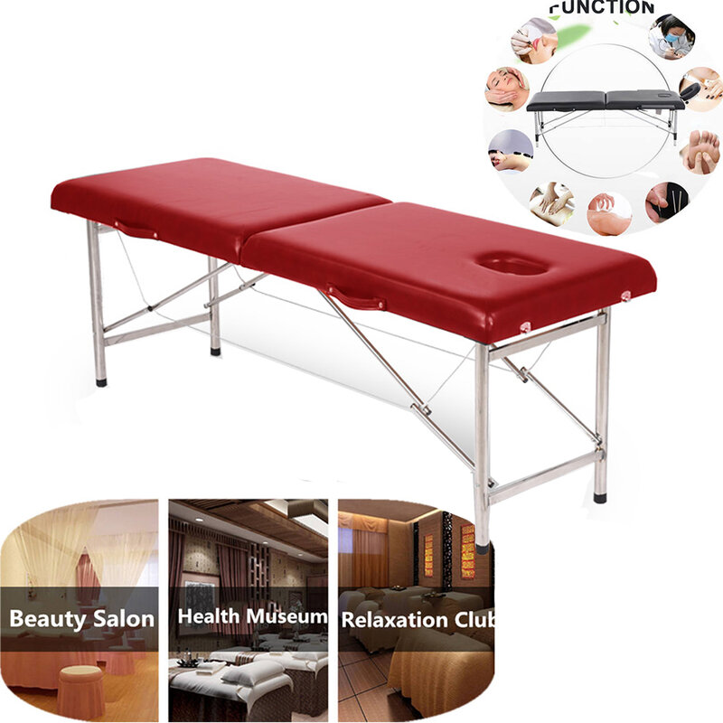 Cama de belleza plegable, mesas de masaje de Spa portátiles profesionales con bolsa, muebles de salón de madera, 180cm de largo y 60cm de ancho