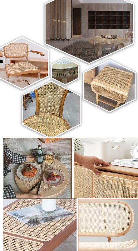 Pantalla octogonal hexagonal de ratán Natural de Indonesia, Material de reparación de muebles de ratán Real, correas de bastón, mesa, silla, decoración de pared