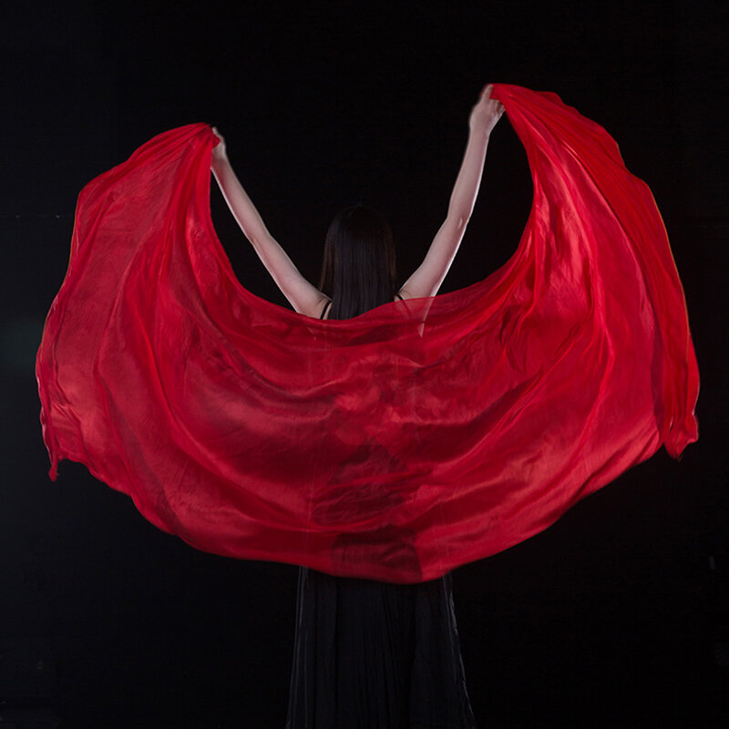 100% soie Performance danse couleur unie Texture légère voile châles femmes écharpe Costumes accessoires danse du ventre voiles 250cm x 110cm