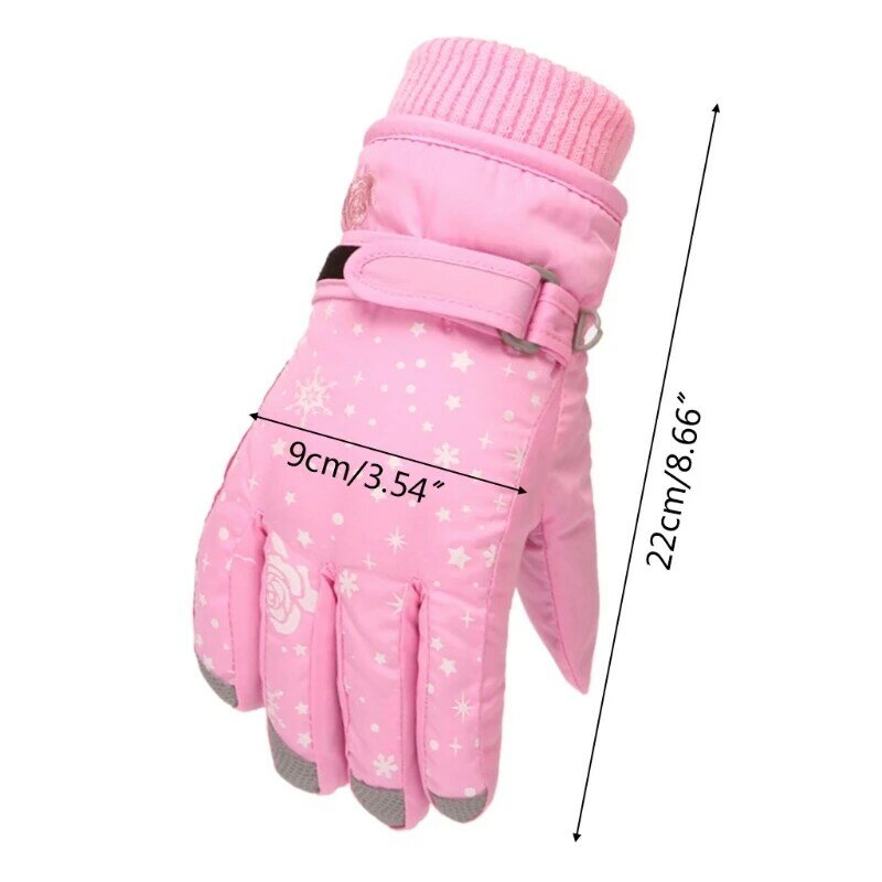 67JC Children Skiing Cycling Gloves Thick Warm Mittens Waterproof Windproof Outdoor Sports Snowboard Gloves for Kids