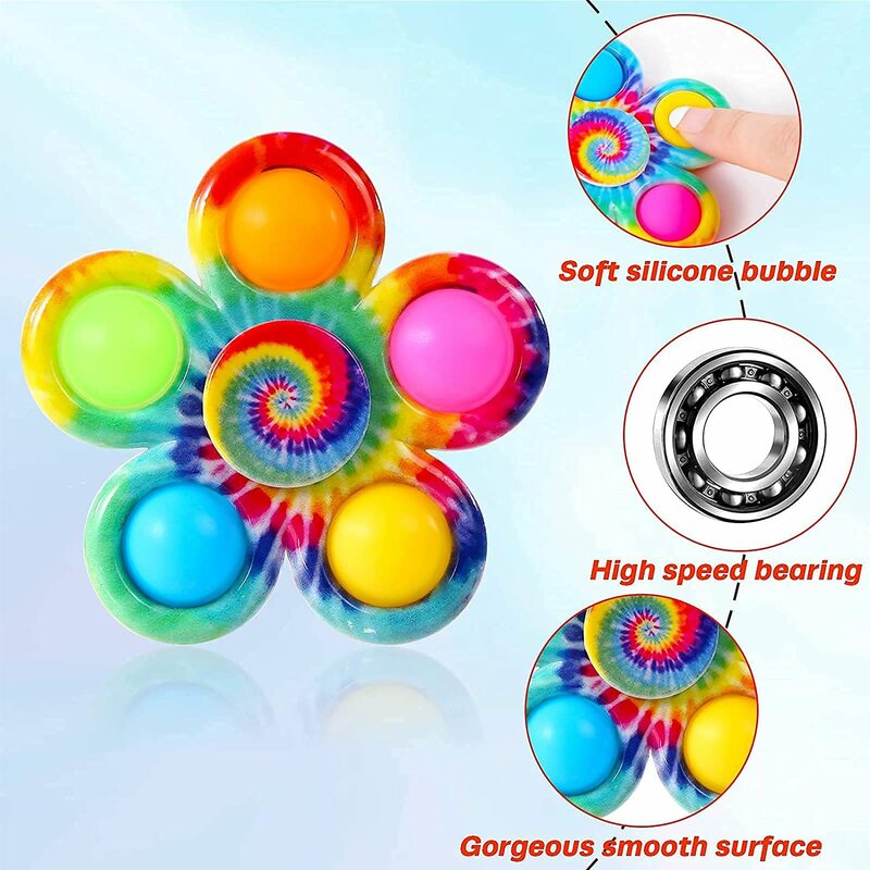 Spinner de mano de burbuja de empuje de dedo para niños, Spinner Fidget Simple Tie Dye para TDAH, alivio del estrés y la ansiedad, Favor de fiesta sensorial para niños, 1PC
