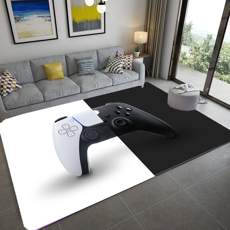 Alfombra de Gamepad con impresión 3D, alfombrilla absorbente antideslizante para sala de estar, decoración del hogar a juego de colores, área pequeña, Alfombra de 152x244cm
