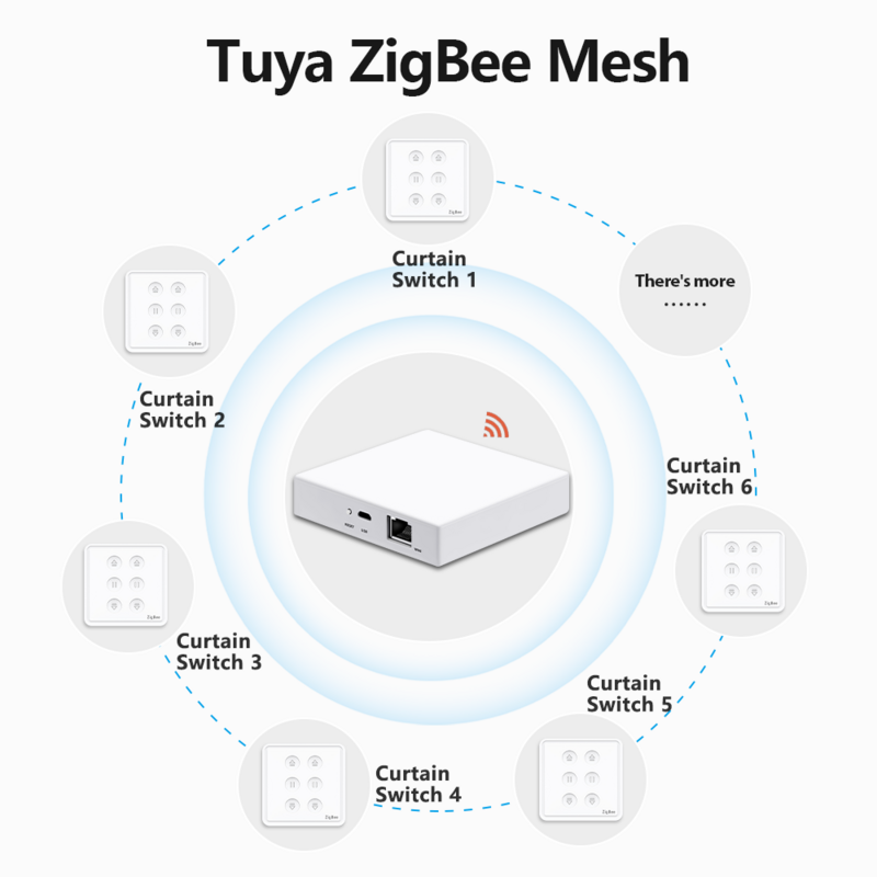 LoraTap-Tuya ZigBee 3.0 EU Interruptor de Cortina Dupla, Motor Tubular, Google Home, Alexa Voice Control, Trabalhar com Zigbee2MQTT, DIY