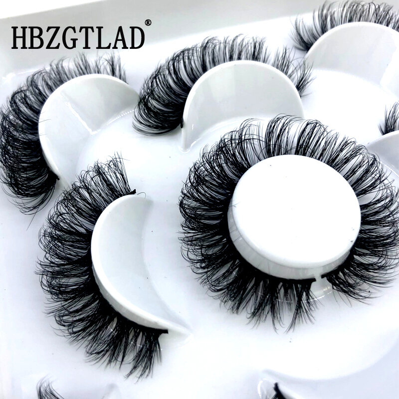 HBZGTLAD جديد 5 أزواج 8-25 مللي متر الطبيعية ثلاثية الأبعاد الرموش الصناعية رموش اصطناعية مجموعة ماكياج المنك جلدة تمديد رموش بالمنك maquiagem