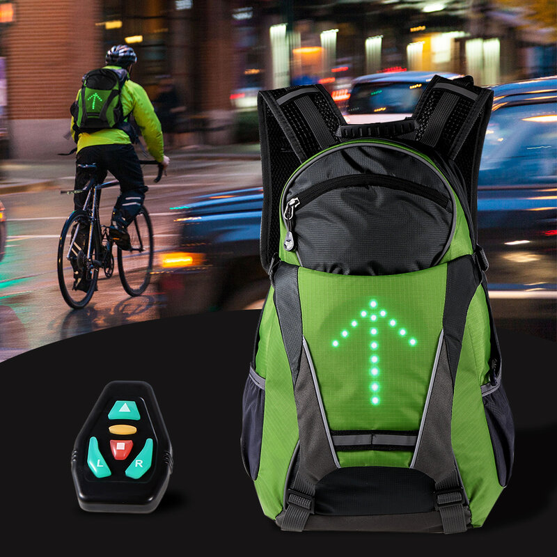 Mochila reflectante con luz LED intermitente para bicicleta, bolsa de seguridad para exteriores, conducción nocturna, correr y acampar, 18L