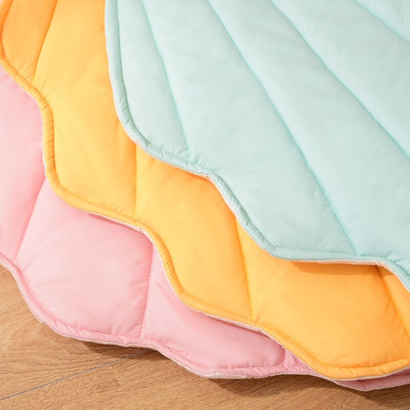 Alfombra de algodón para gatear para bebé recién nacido, manta con forma de concha, alfombra de juego para gatear, decoración para habitación de niños