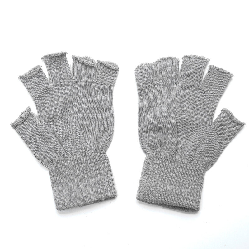 2PCs Unix Fingerless ถักถุงมือฤดูหนาวของแข็งสีครึ่งนิ้วถุงมืออุ่นสำหรับผู้หญิงผู้ชายประณีตสำหรับเพื่อน