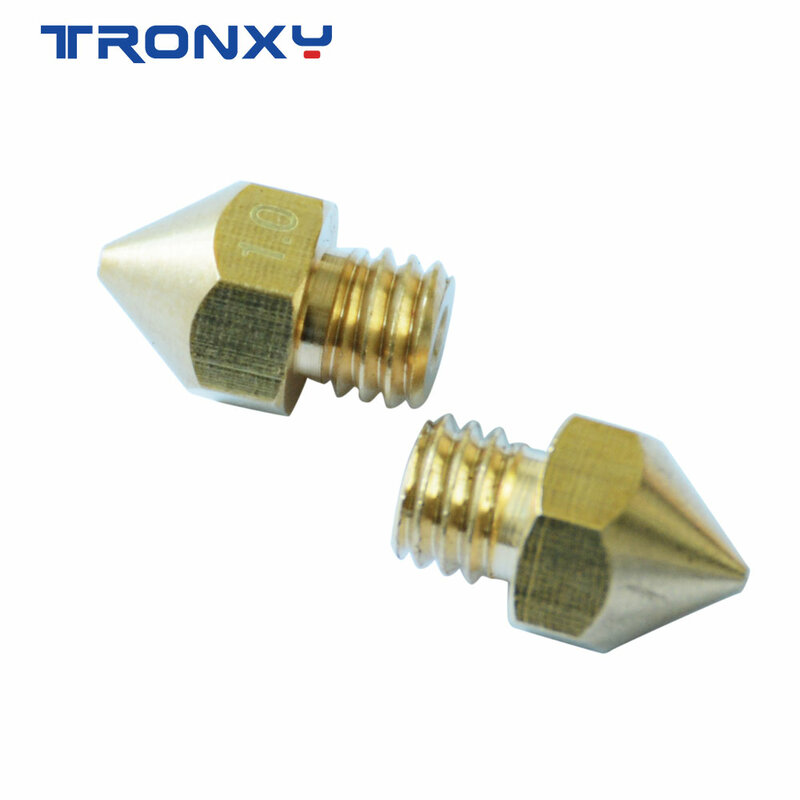 TRONXY-boquilla de extrusión MK8 M6, boquilla de cobre para impresora 3D de filamento de 0,2mm, 0,3, 0,4, 0,5, 0,6, 0,8, 1,0mm, 1 unidad