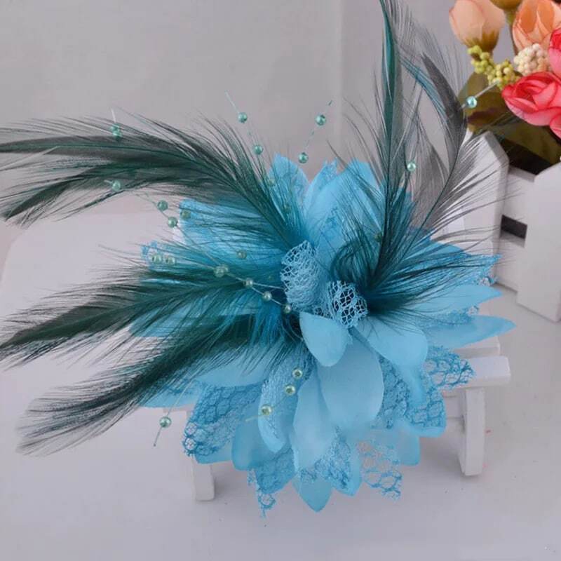 Women's Fashion Flower Feather Bead Corsage Hair Clip Bridal Hairband Brooch Pin Brida Barrettes Hair Accessories Jewelry