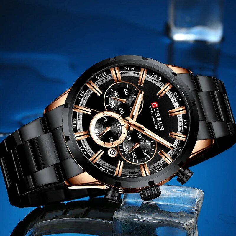 CURREN orologi da uomo Top Luxury Brand Sport orologio al quarzo da uomo cronografo orologio da polso impermeabile orologio da uomo con datario in acciaio inossidabile