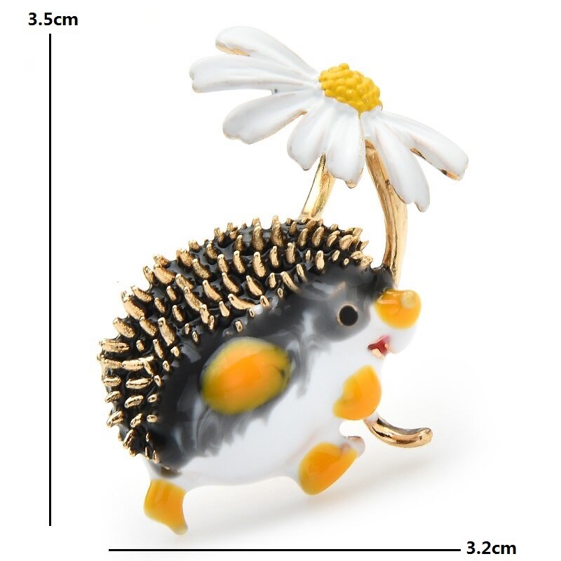 Wuli&baby Lovely Hold Flower Hedgehog Brooches Women 8-colors Animal Pet Party Office Causal Brooch Pins Gifts ёжик с ромашкой